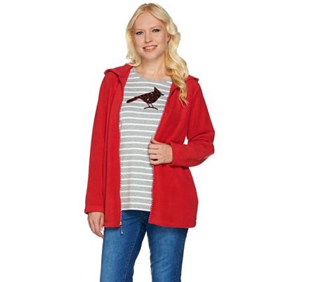 Quacker Factory Fleece Jacket and Sequin Long Sleeve T-shirt Set