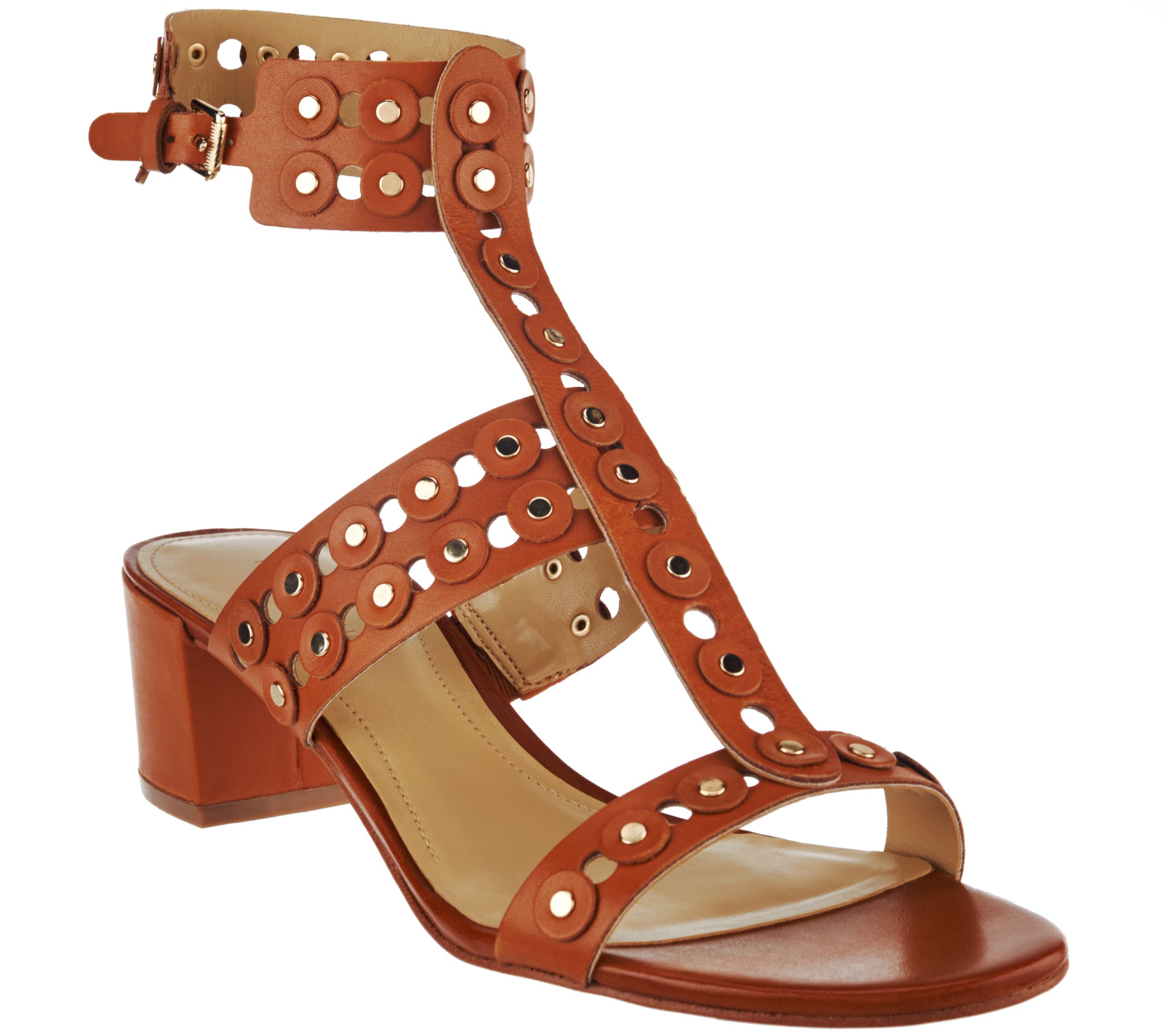 Marc Fisher Leather T-strap Block Heel Sandals - Johnay