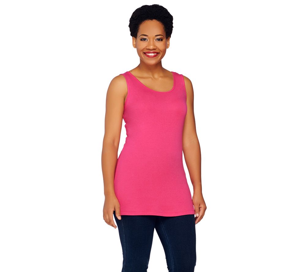 Susan Graver Essentials Stretch Cotton Modal Scoop Neck Tank