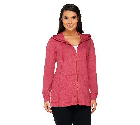 LOGO Lounge by Lori Goldstein Zip Front Lounge Jacket with Pleats