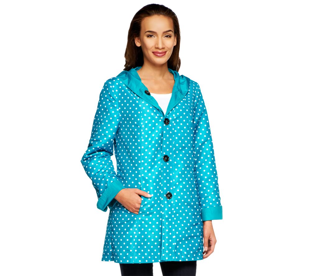 Susan Graver Reversible Printed Button Front Jacket w/ Hood