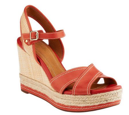 Clarks Artisan Amelia Air Leather Wedge Sandals w/ Woven Detail - A231009