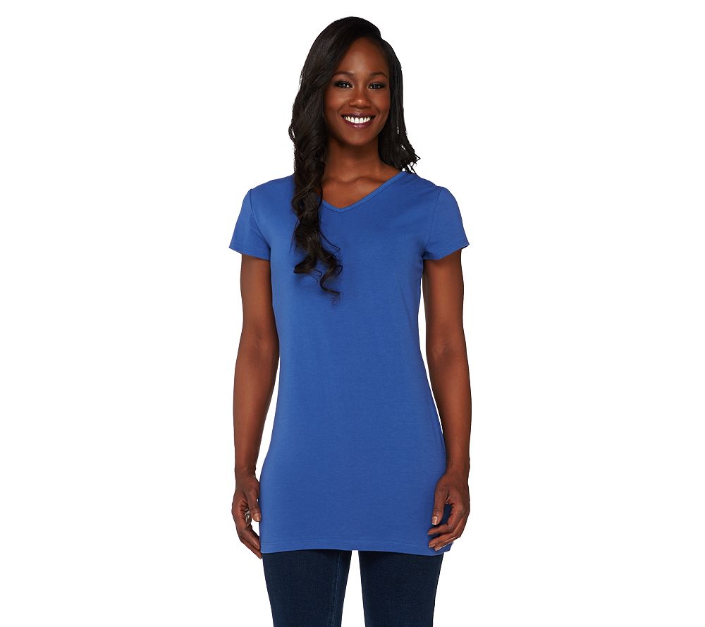 Women with Control Petite Long and Lean Reversible Neckline Top Page