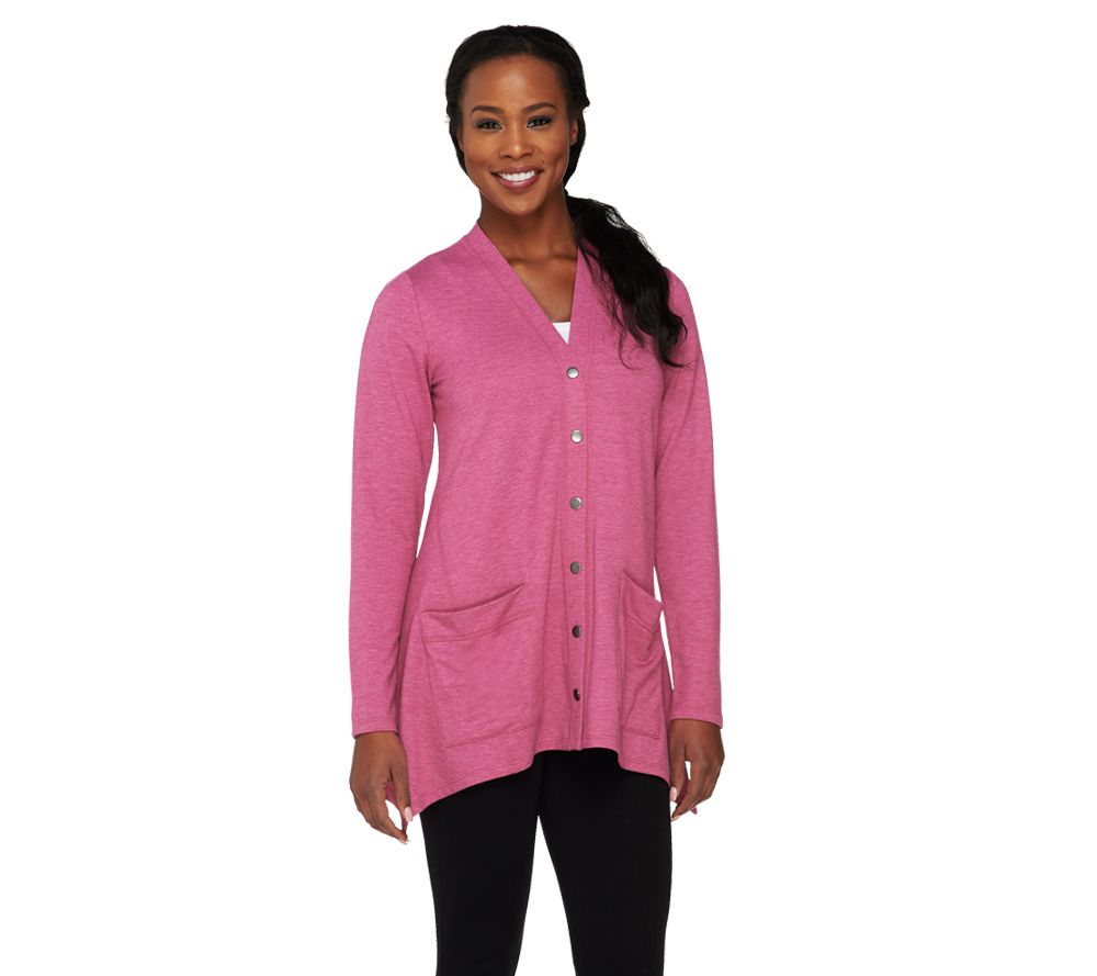 LOGO Lounge by Lori Goldstein French Terry Snap Front Cardigan
