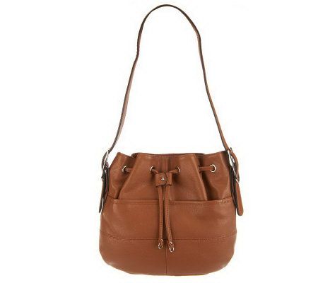 Tignanello Pebble Leather Drawstring Hobo Bag — 0