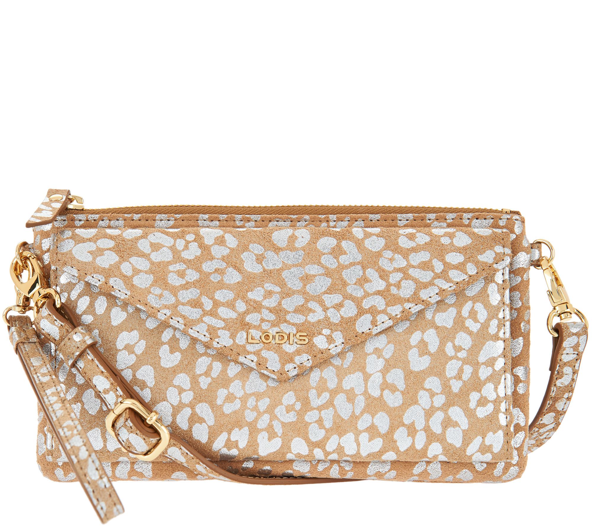 LODIS Leather RFID Envelope Pouch w/ Crossbody Strap Page 1 —