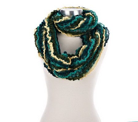 Collection 18 Brushed Feather and Ruffle Infinity Scarf