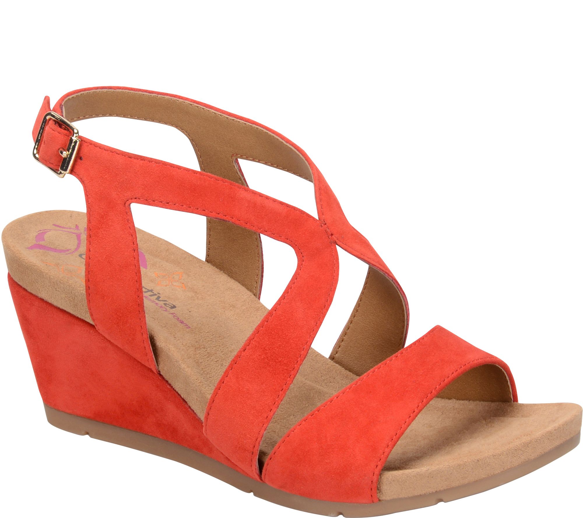 Comfortiva by Softspots Suede Wedge Sandals Vandy Page 1 —