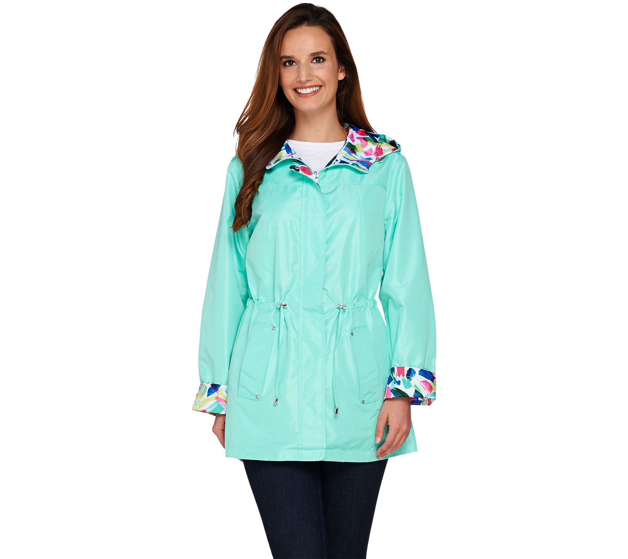 Susan Graver Reversible Printed Anorak Jacket with Hood Page 1 —