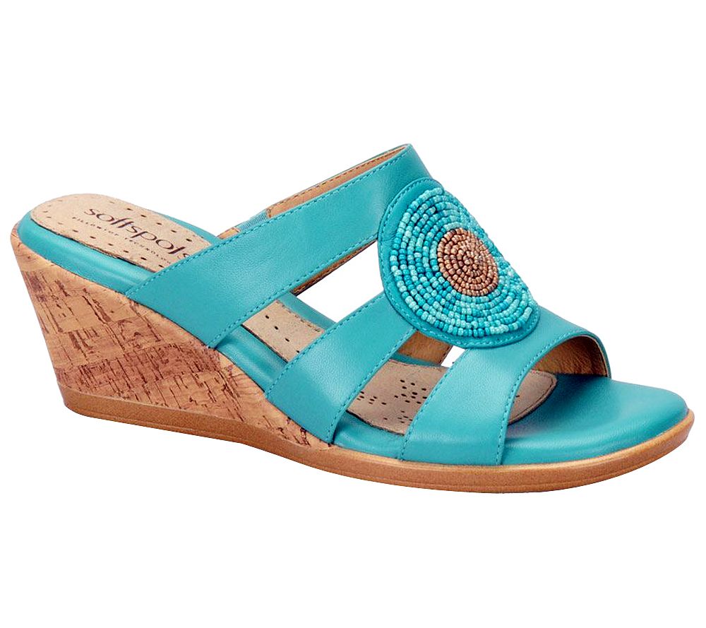 Softspots Laurie Leather Wedge Slide Sandals