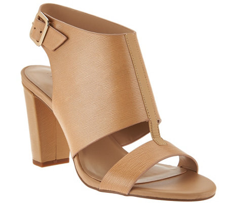 qvc catrina halston heel sandals block leather