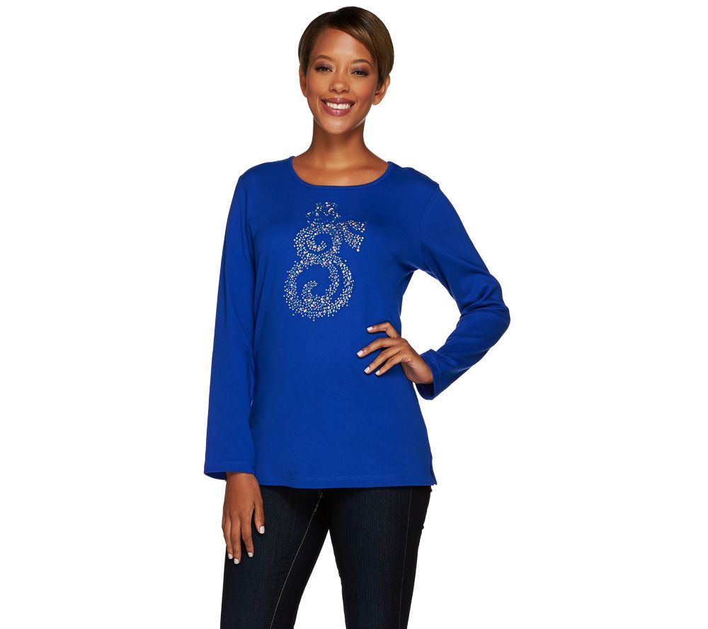 Quacker Factory Magical Swirl Holiday Long Sleeve Top Page 1 —