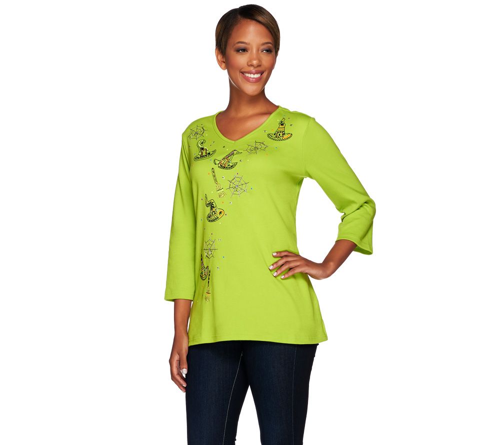 Quacker Factory Witch's Brew Embellished 3/4 Sleeve Tshirt Page 1 —