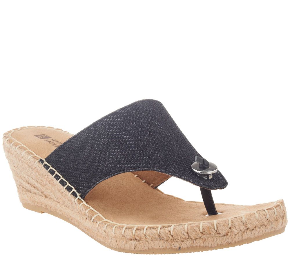 White Mountain Beach Ball Thong Wedge Sandals with Jute