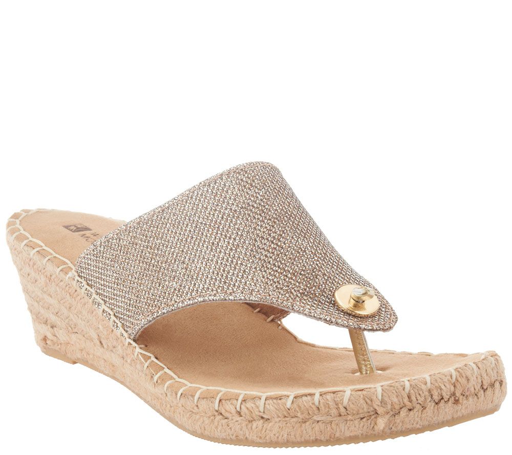 White Mountain Beach Ball Thong Wedge Sandals with Jute