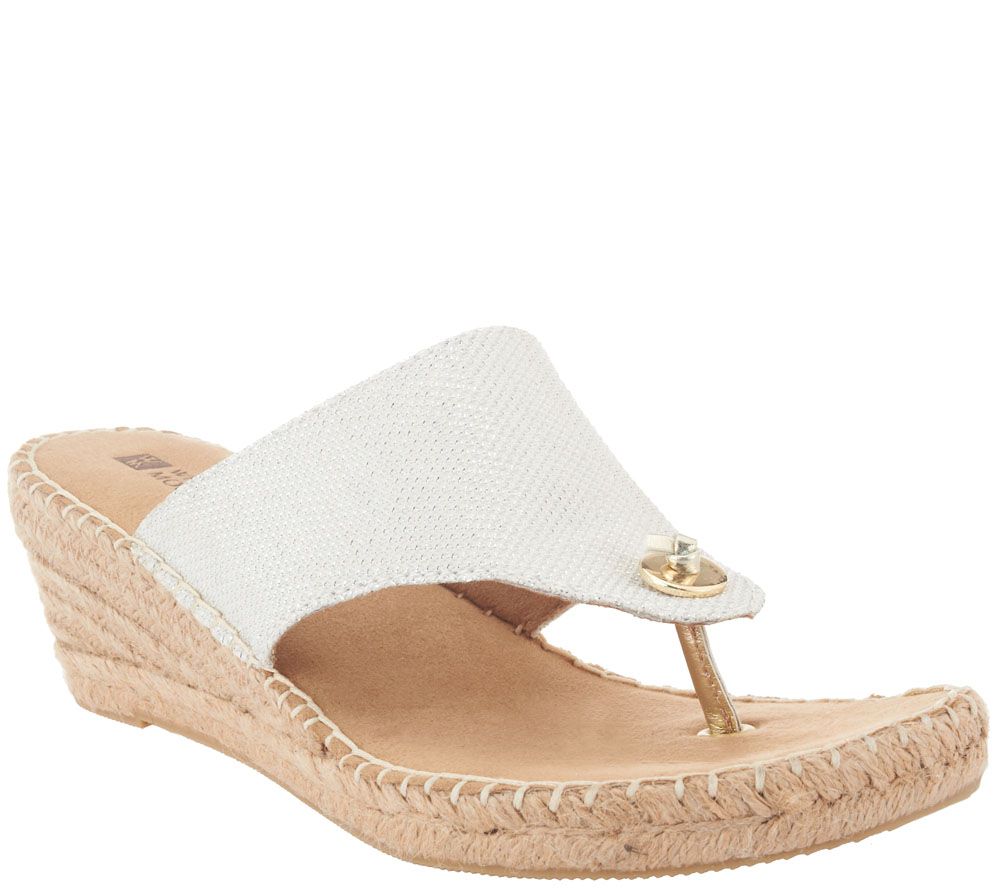White Mountain Beach Ball Thong Wedge Sandals with Jute