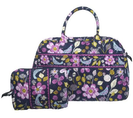 Vera Bradley Signature Print Weekender Bag and Cosmetic Case