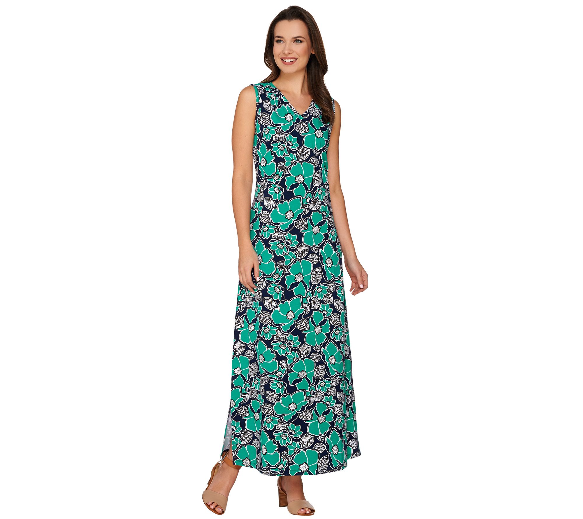 Denim & Co. Sleeveless Floral Printed Maxi Dress Page 1 —