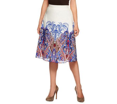 Liz Claiborne New York Engineered Paisley Print Pull-On Skirt