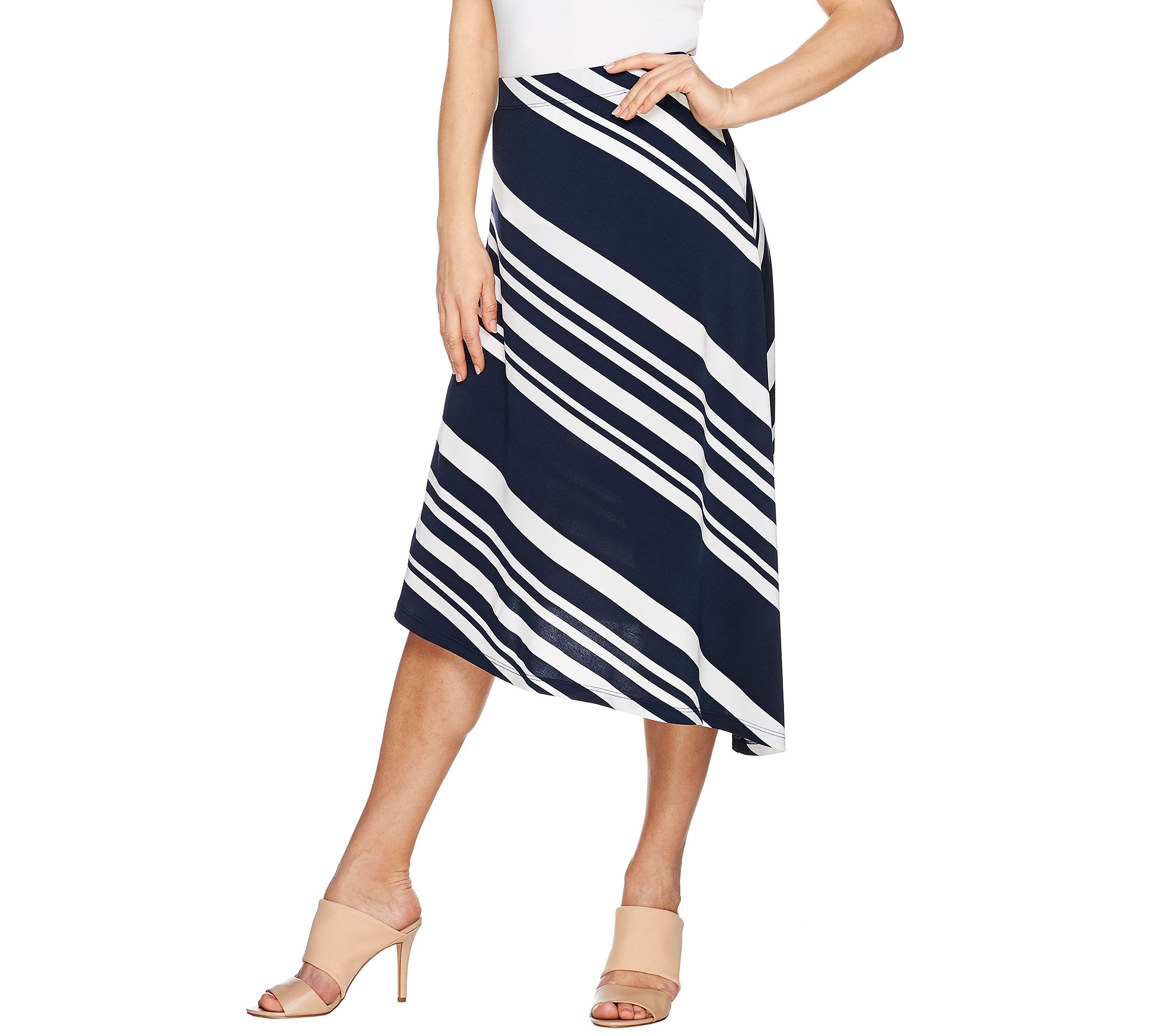 Susan Graver Liquid Knit Comfort Waist Asymmetrical Skirt Page 1