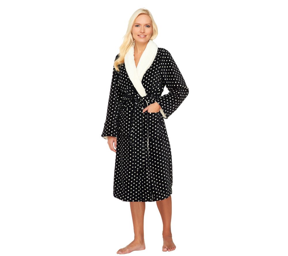 Isaac Mizrahi Live! Polka Dot Printed Plush Robe