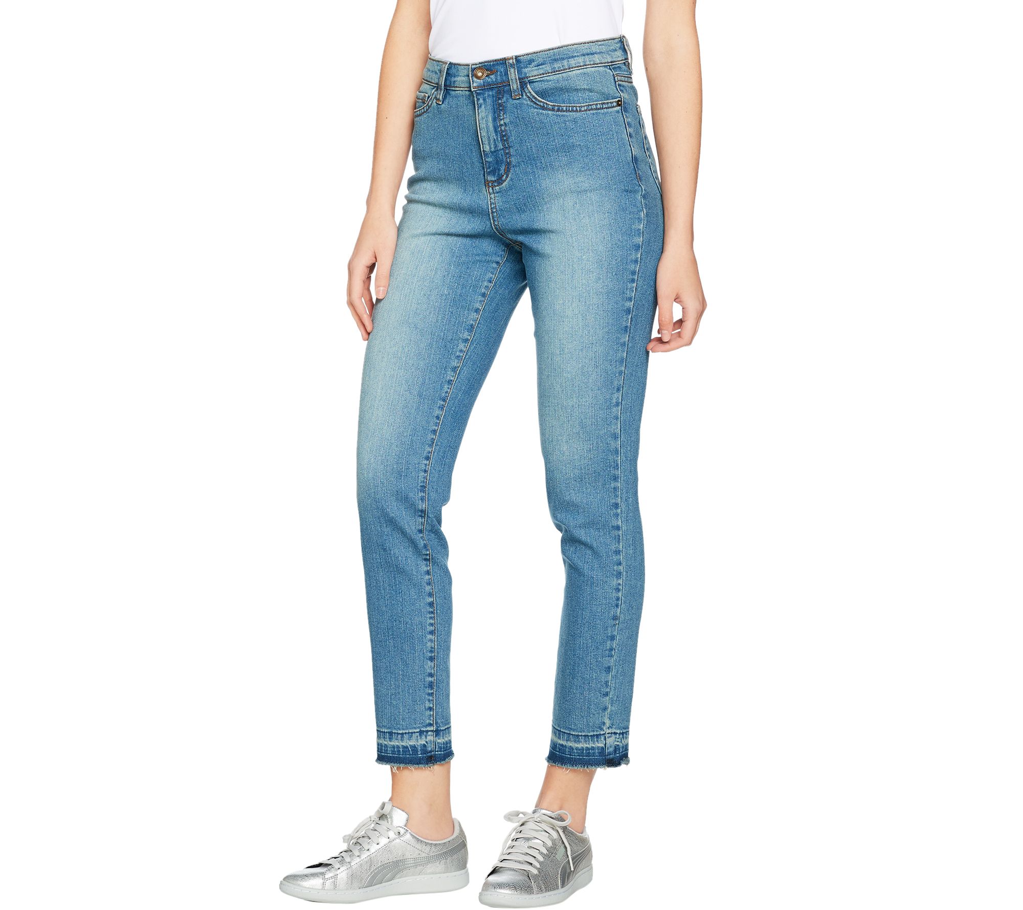 Studio by Denim & Co. Ankle Jeans with Undone Hem Detail Page 1 —