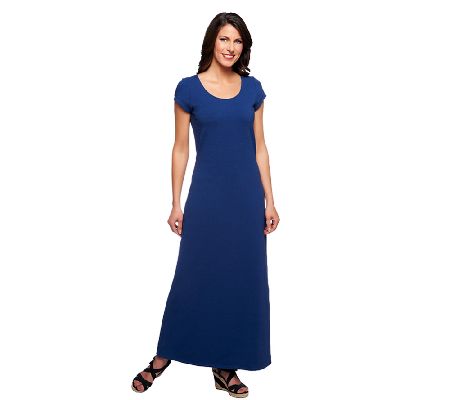 Isaac Mizrahi Live! Petite Short Sleeve Knit Maxi Dress