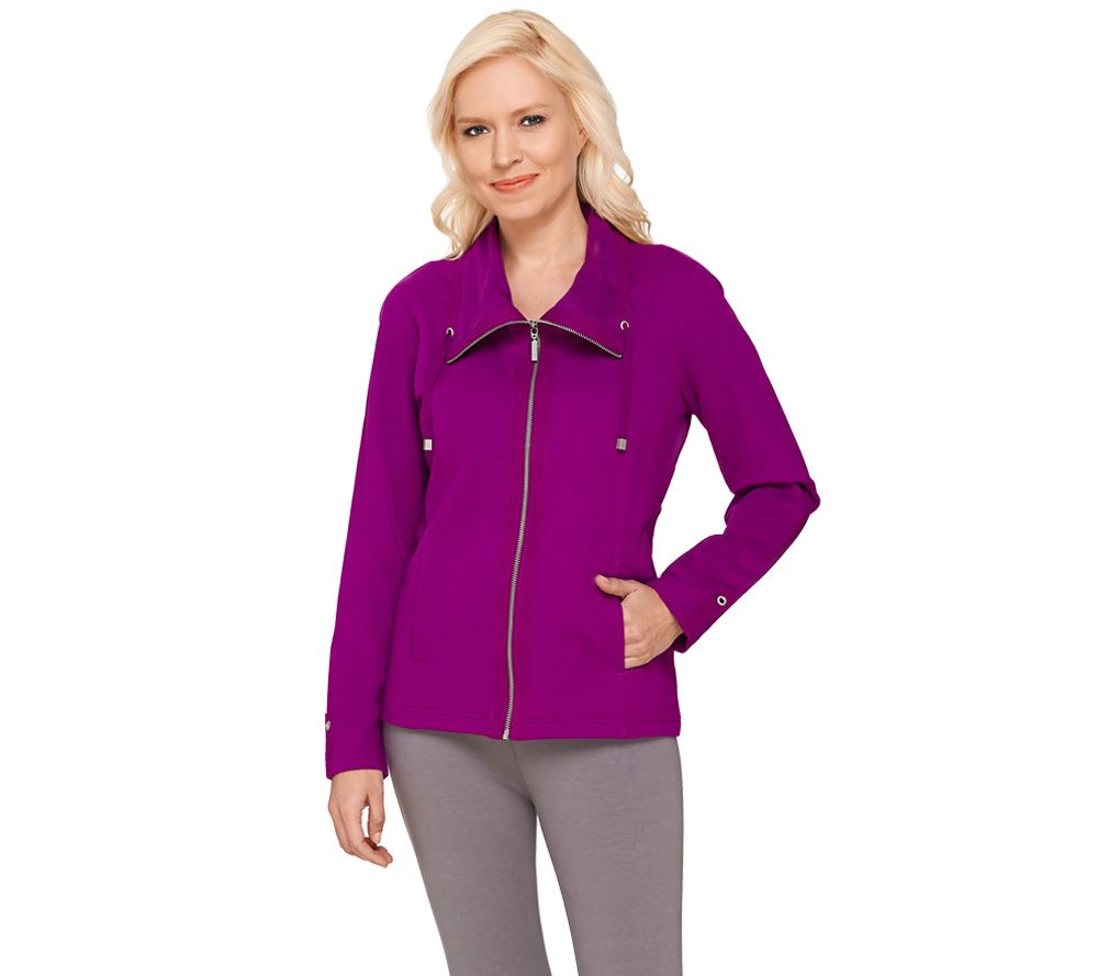 Denim & Co. Active French Terry Jacket with Mesh Collar