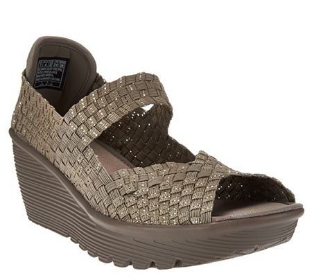 Skechers Woven Open-toe Wedges w/ Memory Foam - Parallel