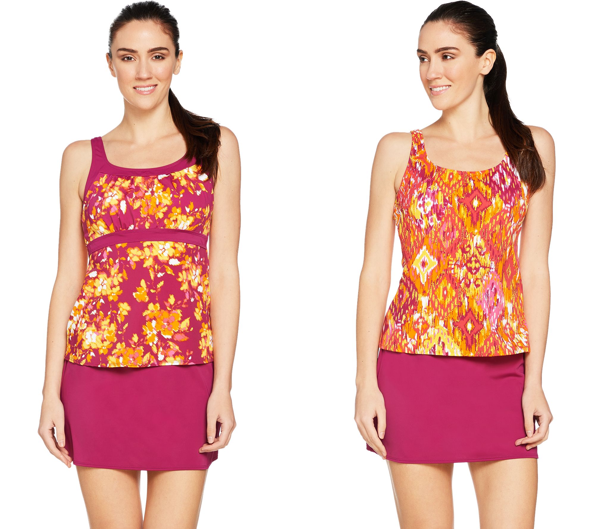 "As Is" Denim & Co. Beach Three Piece Tankini Swimsuit Set —