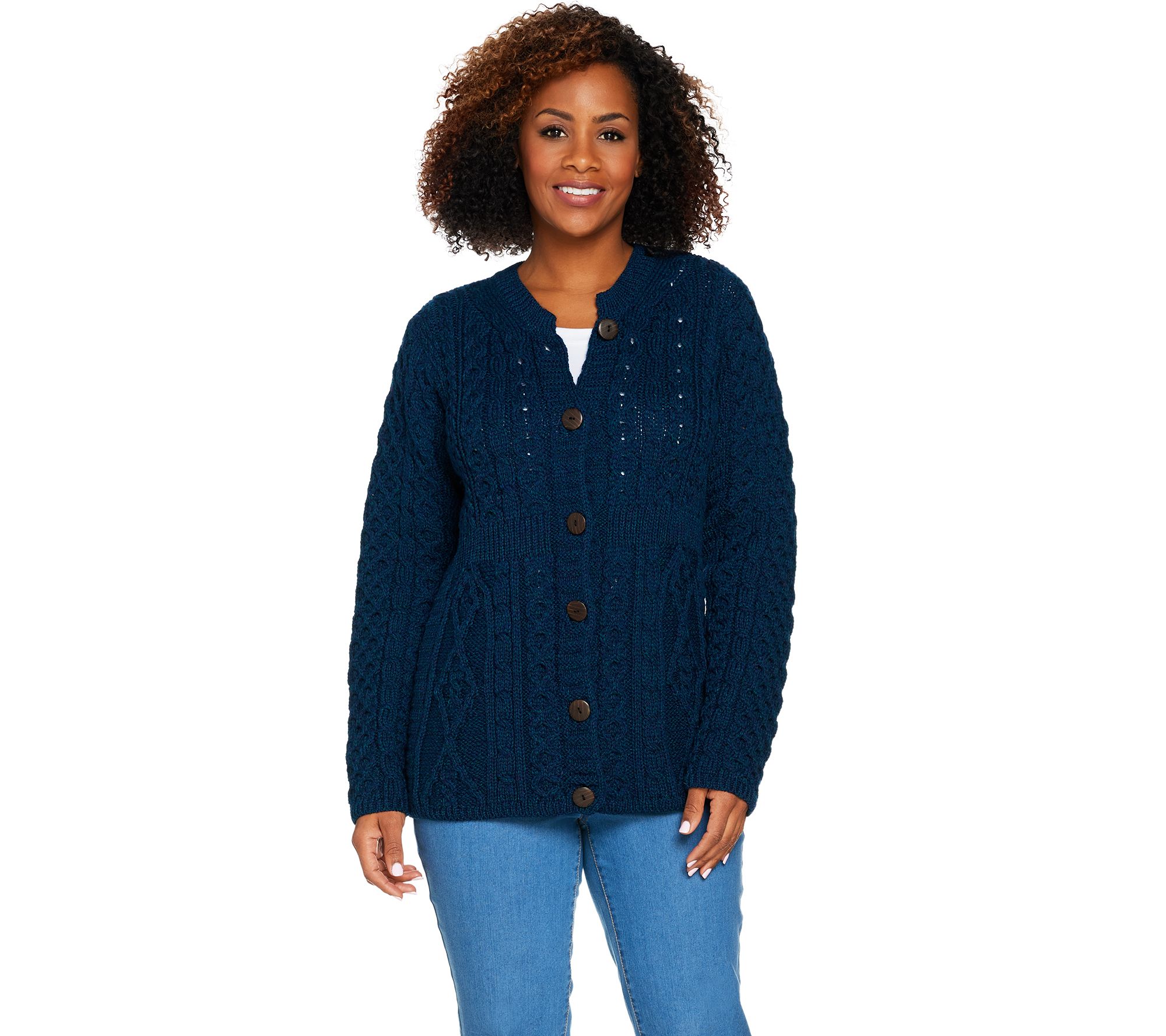 Kilronan Merino Wool Empire Waist Long Sleeve Cardigan Page 1 —