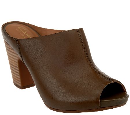 leather mules block heel