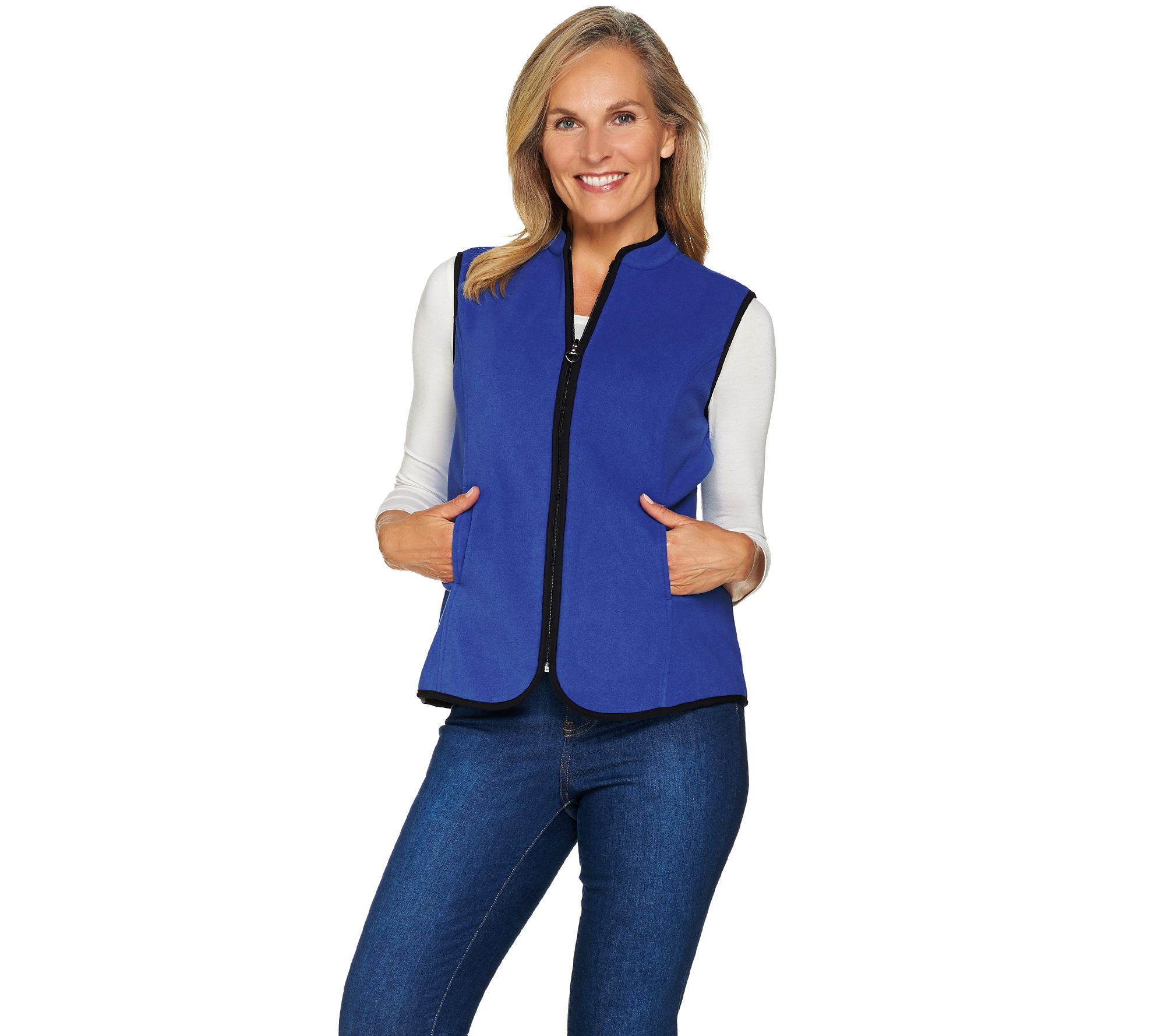 Susan Graver Weekend Polar Fleece Zip Front Vest Page 1 —