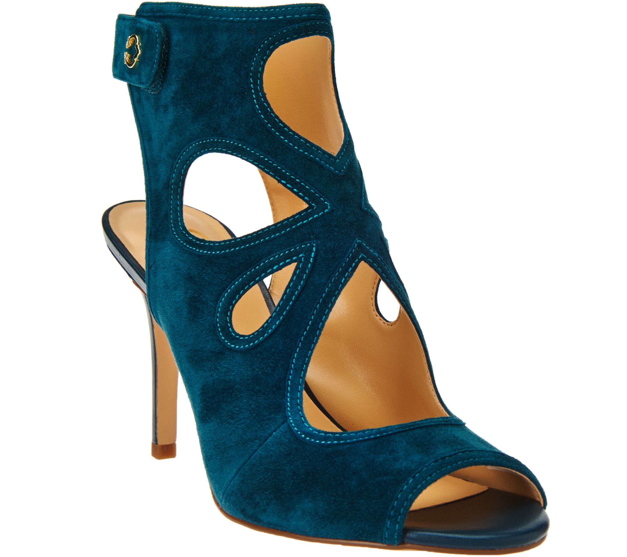 C. Wonder Suede Peep Toe Booties w/ Cutout Design - Phoebe - A275760