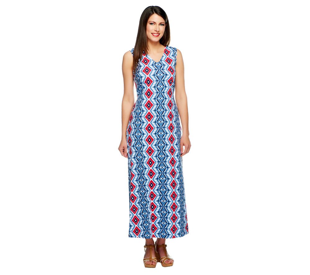 Denim & Co. Regular Sleeveless VNeck Print Maxi Dress Page 1 —