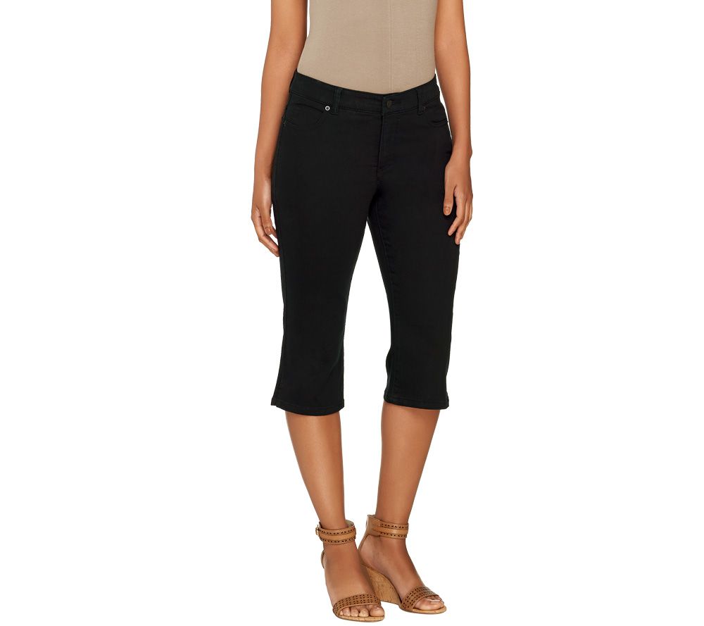 Women with Control Colored Denim Pedal Pushers with Side Slits Page 1