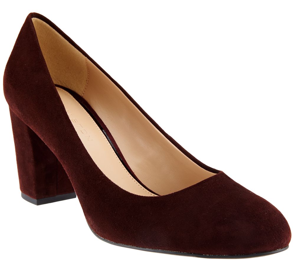 "As Is" H by Halston Suede Block Heel Pumps Lenna —