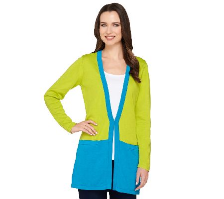 Joan Rivers Color Block Boyfriend Cardigan
