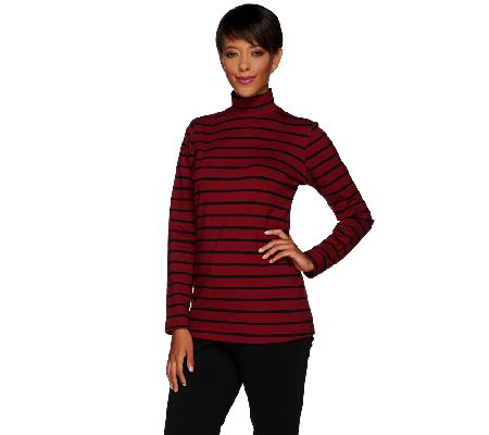 Linea Leisure by Louis DellOlio Striped Knit Turtleneck - A267867