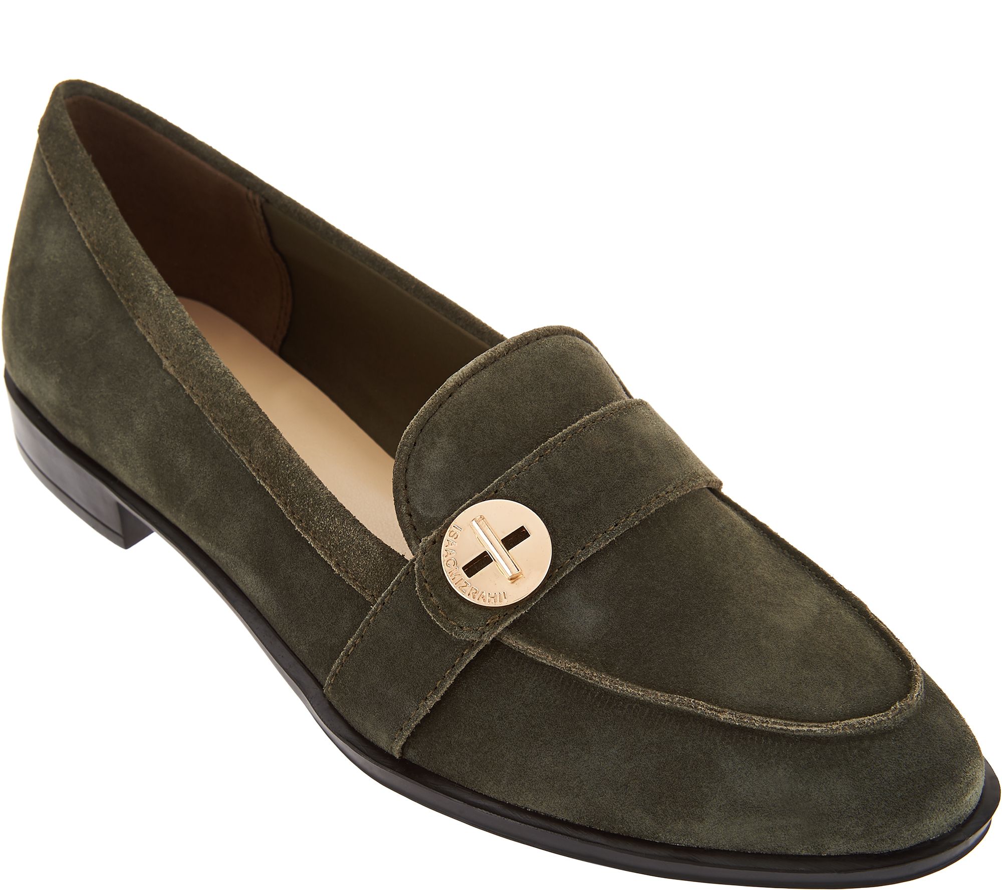 Isaac Mizrahi Live! Suede Loafers with Turn Lock Detail