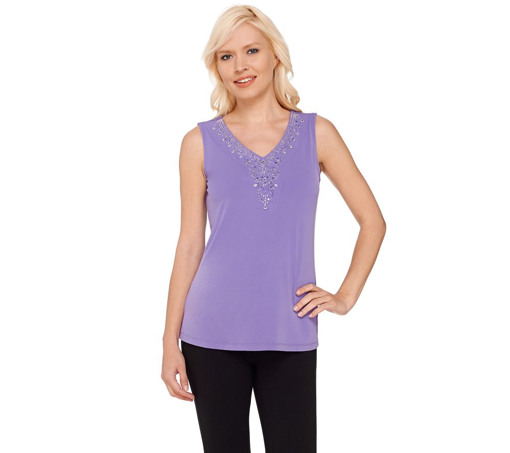 Susan Graver Artisan Liquid Knit V-Neck Sleeveless Top