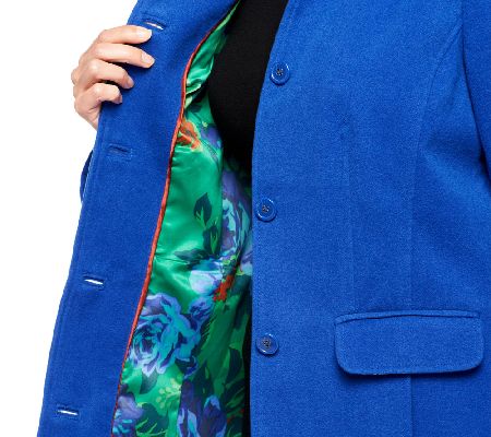 Isaac Mizrahi Live! Coat with Floral Printed Lining