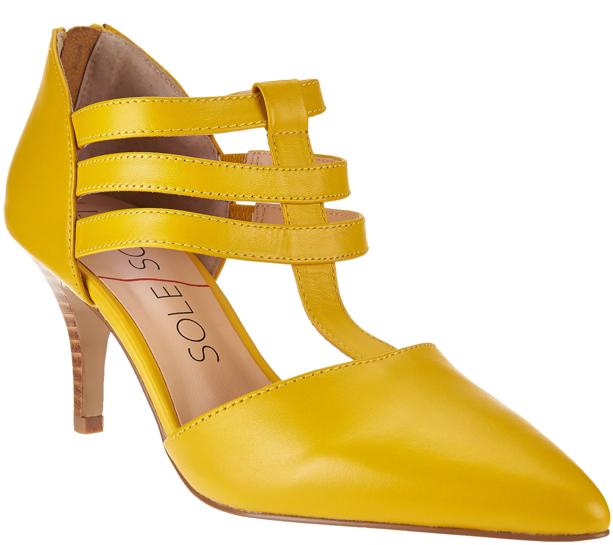 Sole Society Leather Triple Tstrap Pumps Mallory Page 1 —