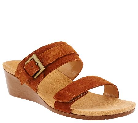 Vionic Orthotic Suede Wedges w/ Buckle - Natoma - A267174