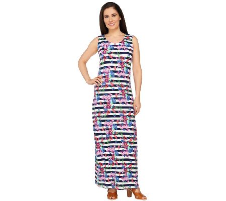 Liz Claiborne New York Floral Stripe Maxi Dress