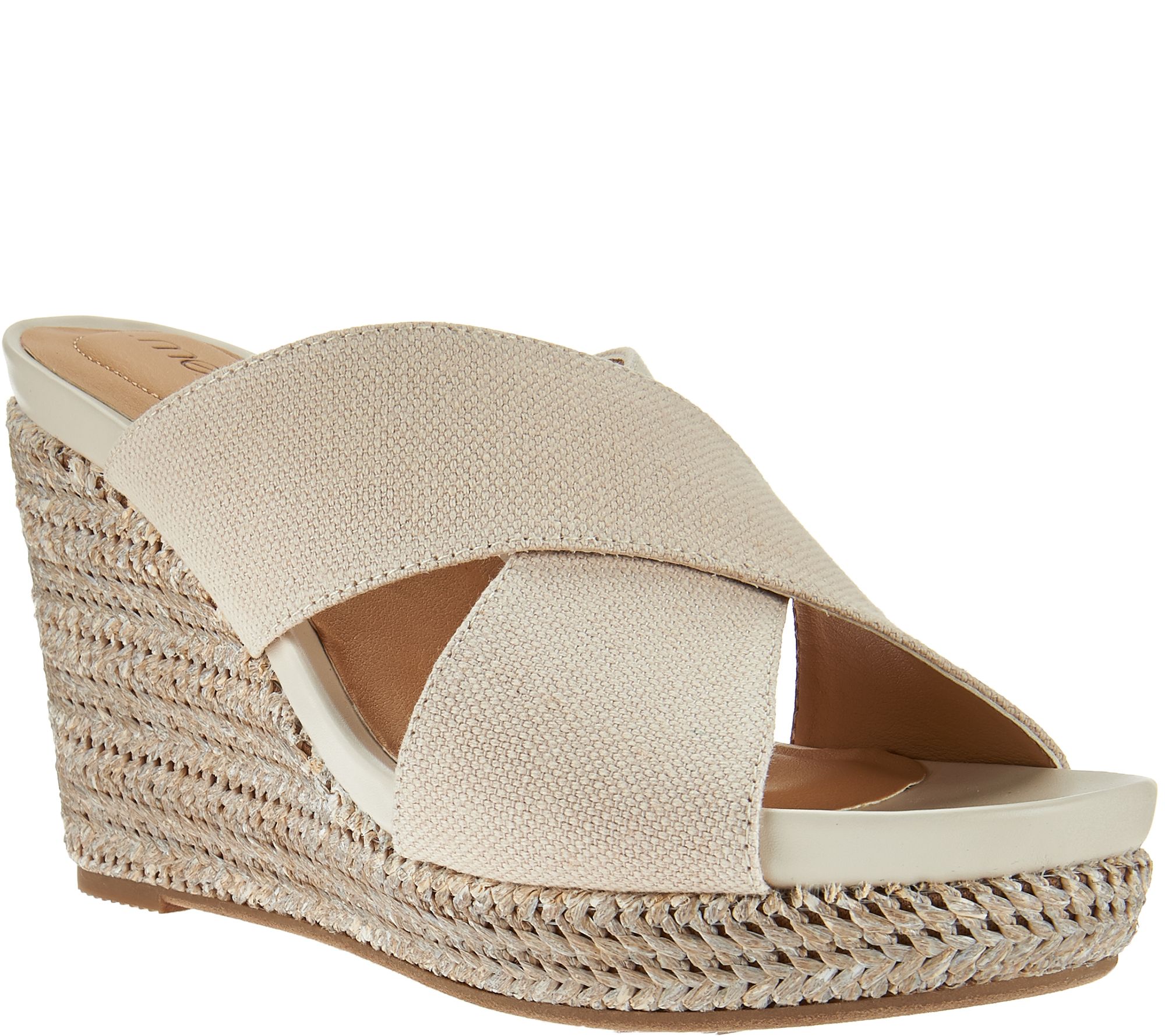 Me Too Canvas Cross Strap Slide Wedges - Athena
