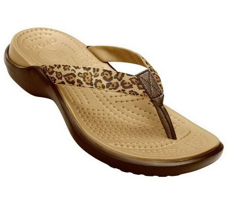 crocs leopard print flip flop
