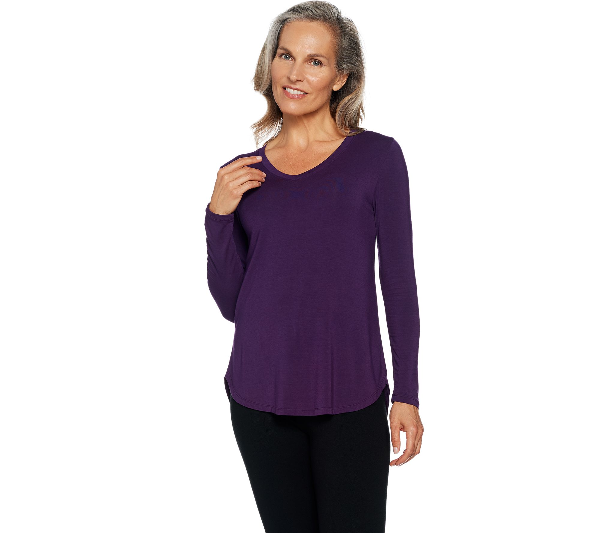 Cuddl Duds Softwear Stretch Long Sleeve V Neck Top Page 1 —