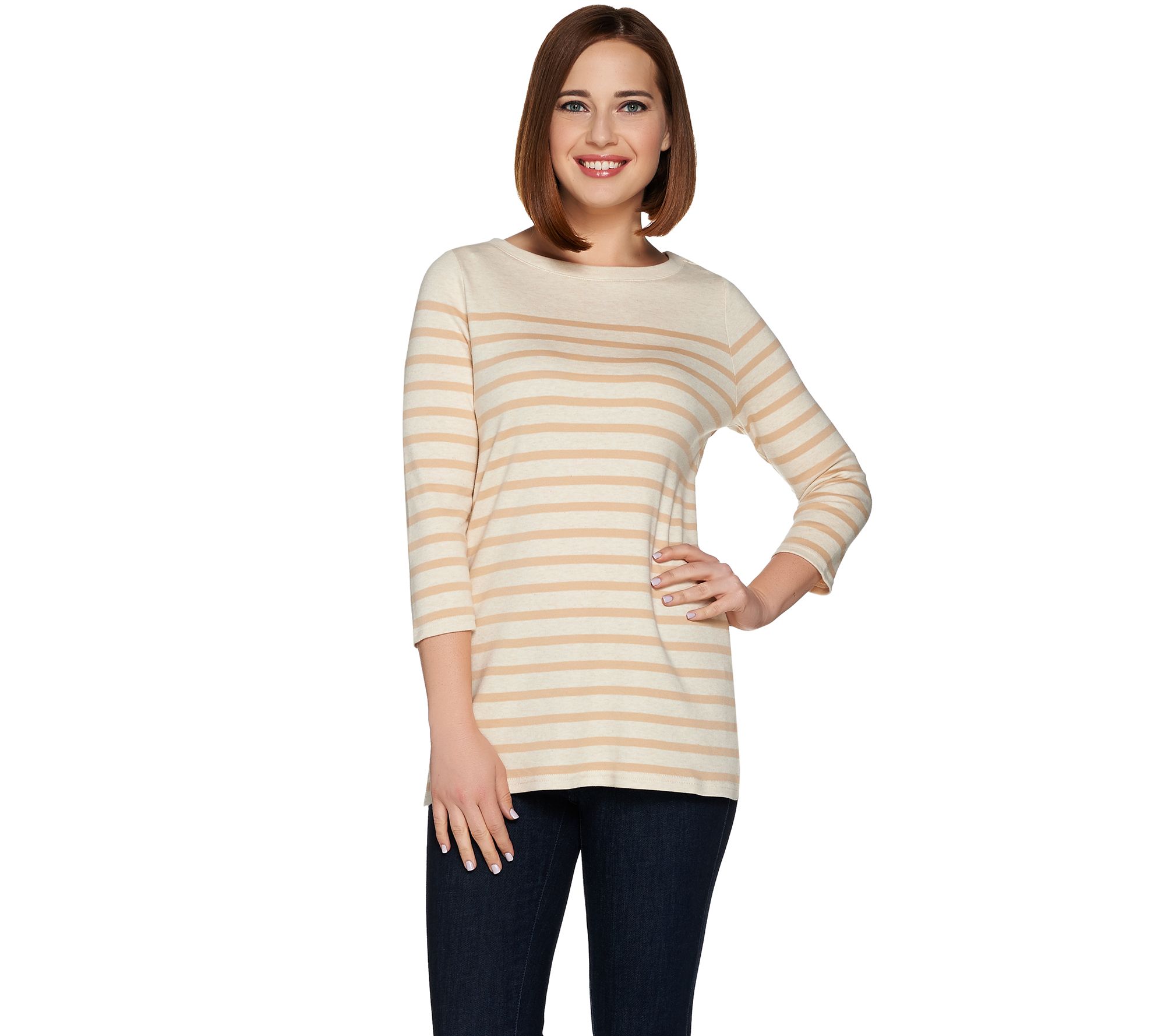 Isaac Mizrahi Live! 3/4 Sleeve Striped Knit Tunic