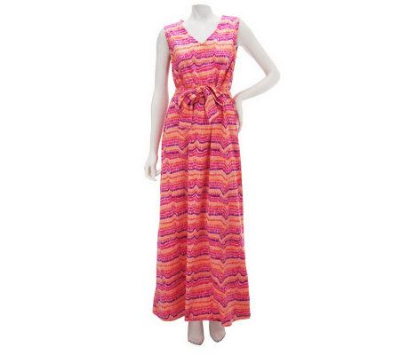 liz maxi geo claiborne chevron neck york dress qvc